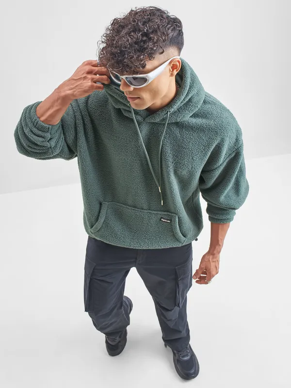 Highlander Men Green Hooded Pullover Sweatshirt