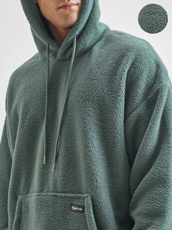 Highlander Men Green Hooded Pullover Sweatshirt