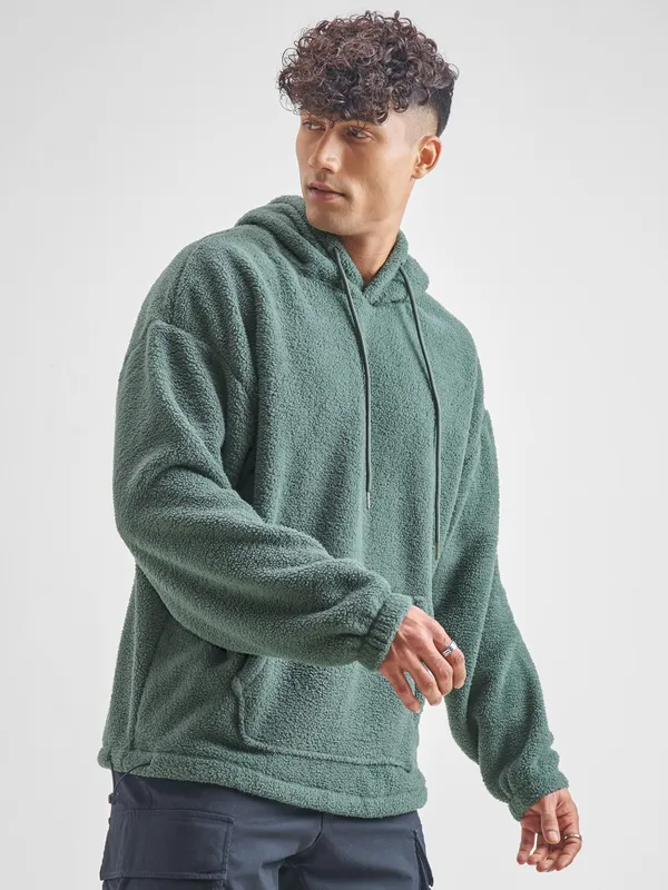 Highlander Men Green Hooded Pullover Sweatshirt