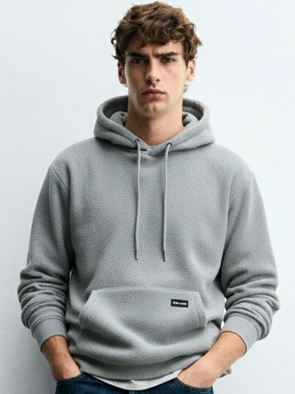 Highlander Men Grey Hooded Pullover Sweatshirt