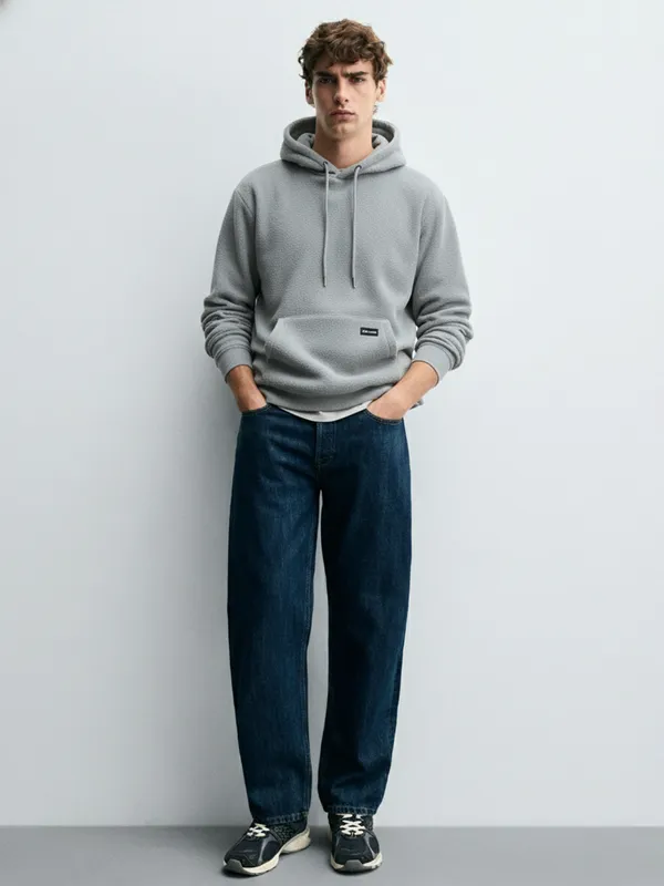 Highlander Men Grey Hooded Pullover Sweatshirt