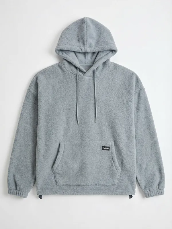 Highlander Men Grey Hooded Pullover Sweatshirt