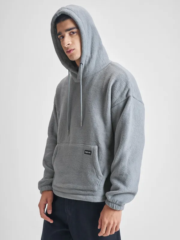 Highlander Men Grey Hooded Pullover Sweatshirt