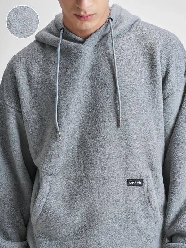 Highlander Men Grey Hooded Pullover Sweatshirt
