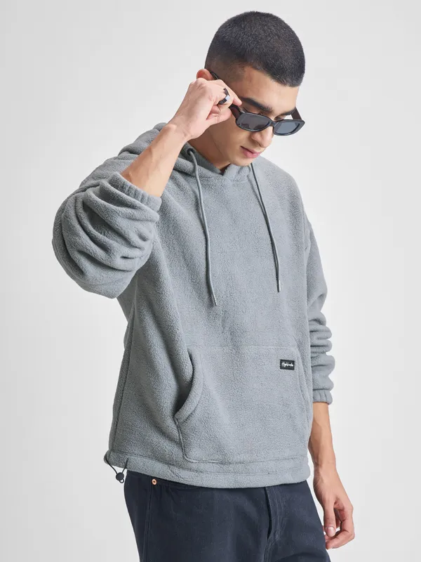 Highlander Men Grey Hooded Pullover Sweatshirt