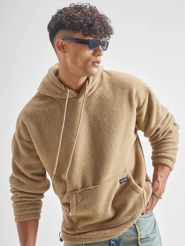 Highlander Men Brown Hooded Pullover Sweatshirt