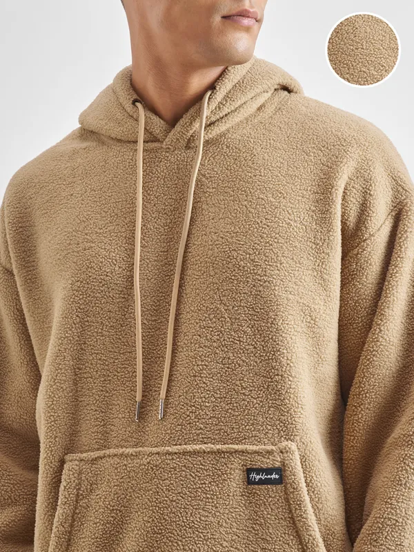 Highlander Men Brown Hooded Pullover Sweatshirt