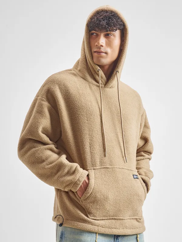 Highlander Men Brown Hooded Pullover Sweatshirt