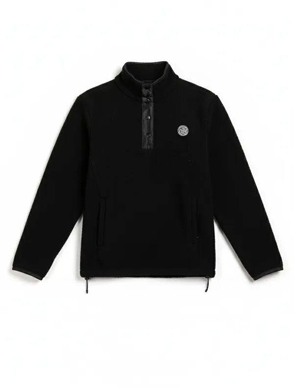 Highlander Men Black Mock Collar Pullover Sweatshirt