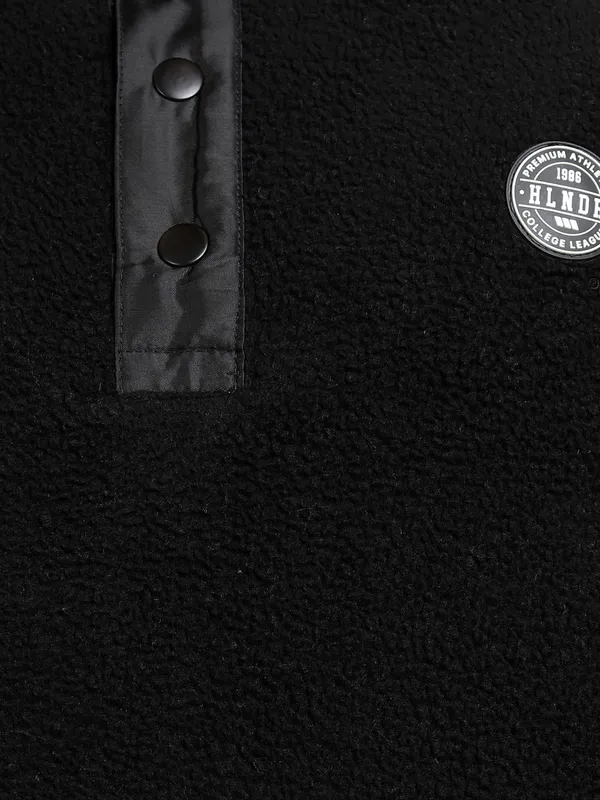 Highlander Men Black Mock Collar Pullover Sweatshirt