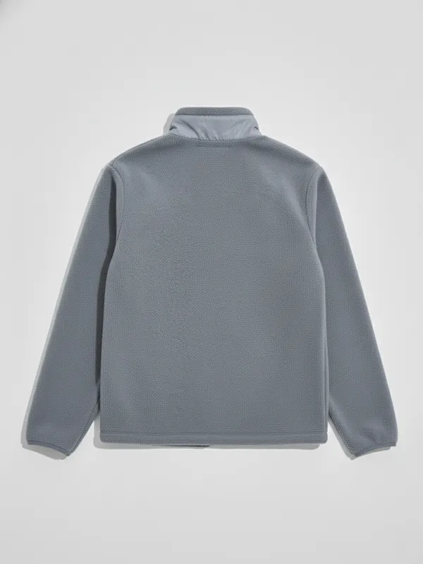 Highlander Men Grey Mock Collar Front-Open Sweatshirt