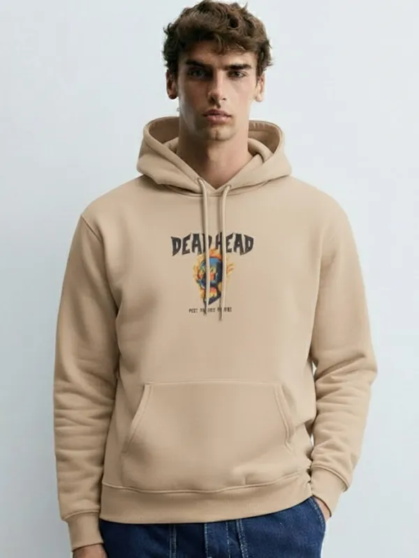 Highlander Men Brown Hooded Pullover Sweatshirt