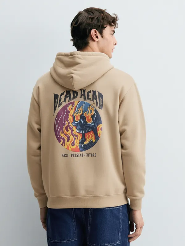 Highlander Men Brown Hooded Pullover Sweatshirt