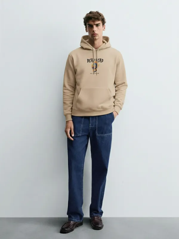 Highlander Men Brown Hooded Pullover Sweatshirt