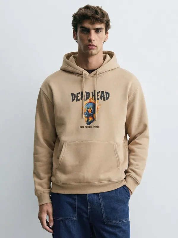 Highlander Men Brown Hooded Pullover Sweatshirt