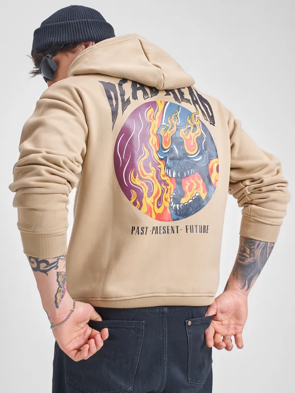 Highlander Men Brown Hooded Pullover Sweatshirt