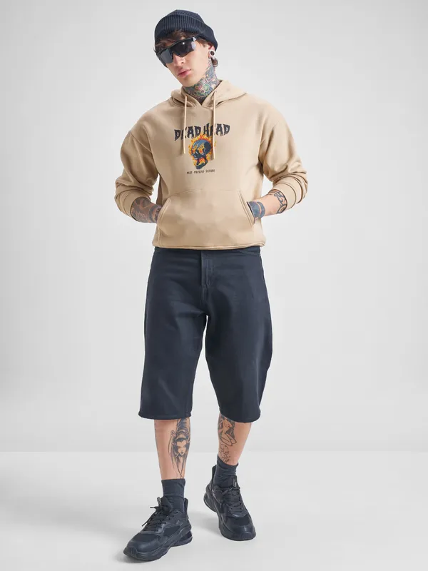 Highlander Men Brown Hooded Pullover Sweatshirt