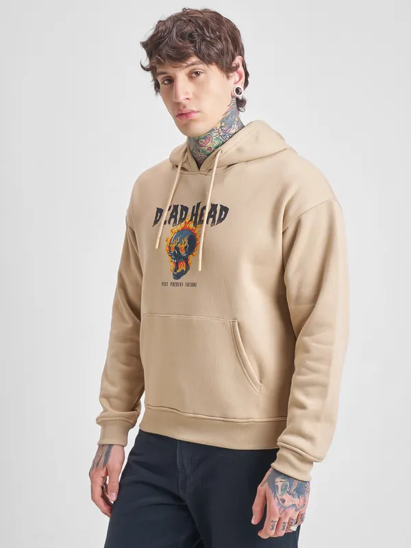 Highlander Men Brown Hooded Pullover Sweatshirt