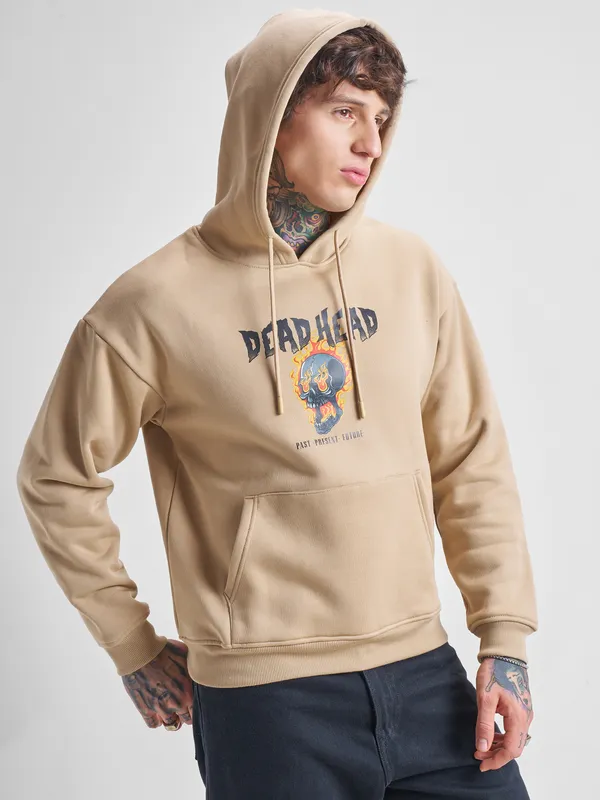 Highlander Men Brown Hooded Pullover Sweatshirt