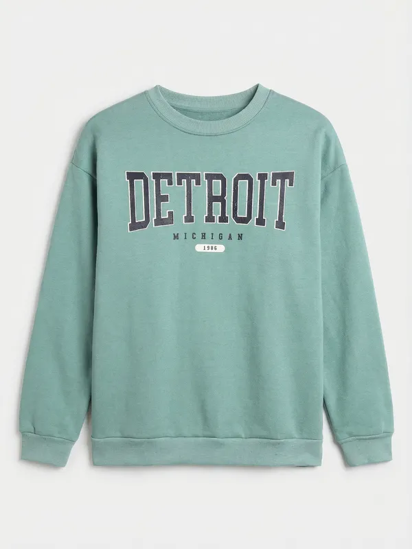 Highlander Men Blue Round Neck Pullover Sweatshirt