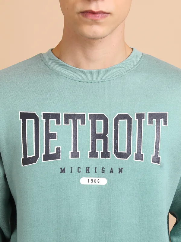 Highlander Men Blue Round Neck Pullover Sweatshirt