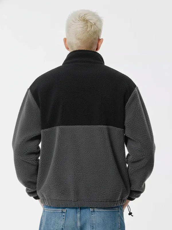 Highlander Men Black Mock Collar Pullover Sweatshirt