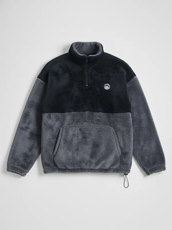 Highlander Men Black Mock Collar Pullover Sweatshirt