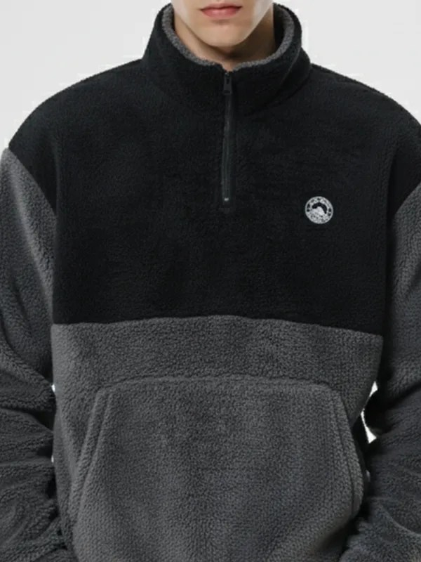 Highlander Men Black Mock Collar Pullover Sweatshirt