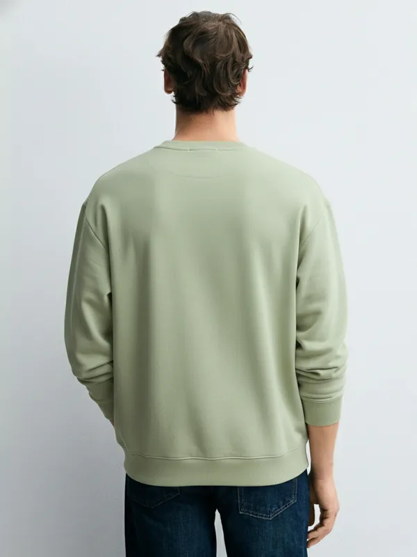 Highlander Men Green Round Neck Pullover Sweatshirt