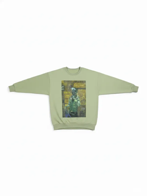 Highlander Men Green Round Neck Pullover Sweatshirt