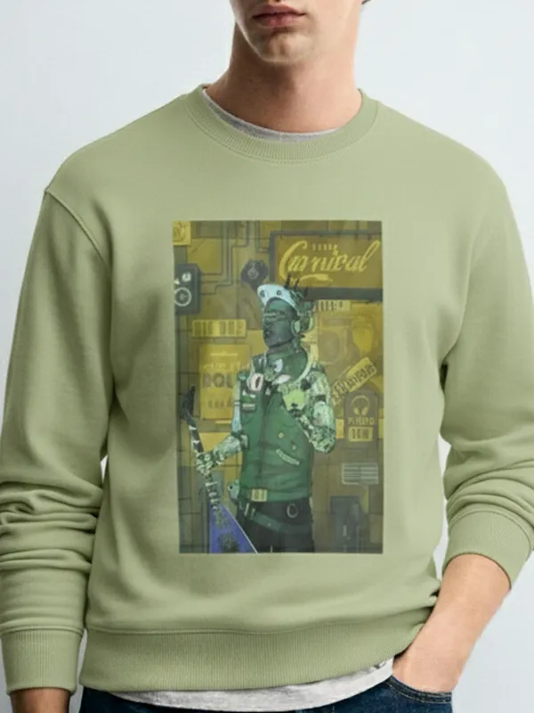 Highlander Men Green Round Neck Pullover Sweatshirt
