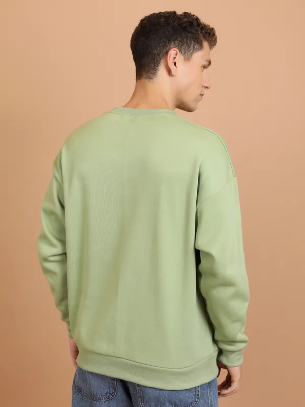 Highlander Men Green Round Neck Pullover Sweatshirt