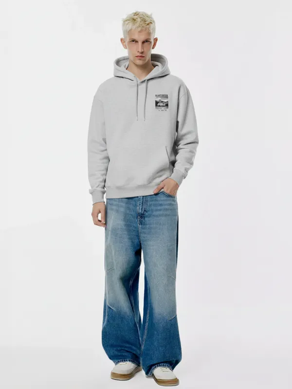 Highlander Men Grey Hooded Pullover Sweatshirt