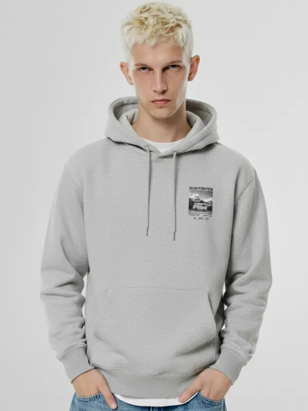 Highlander Men Grey Hooded Pullover Sweatshirt