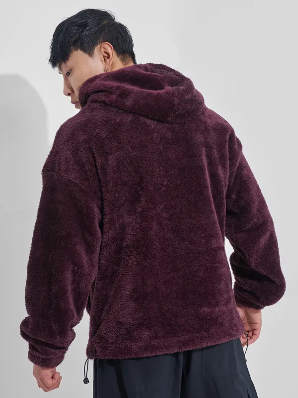 Highlander Men Burgundy Hooded Pullover Sweatshirt