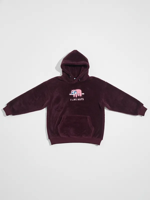 Highlander Men Burgundy Hooded Pullover Sweatshirt