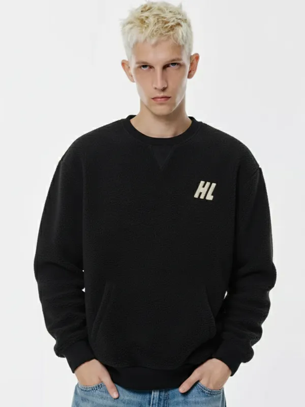 Highlander Men Black Round Neck Pullover Sweatshirt