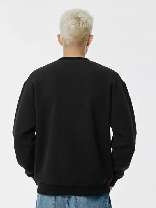 Highlander Men Black Round Neck Pullover Sweatshirt