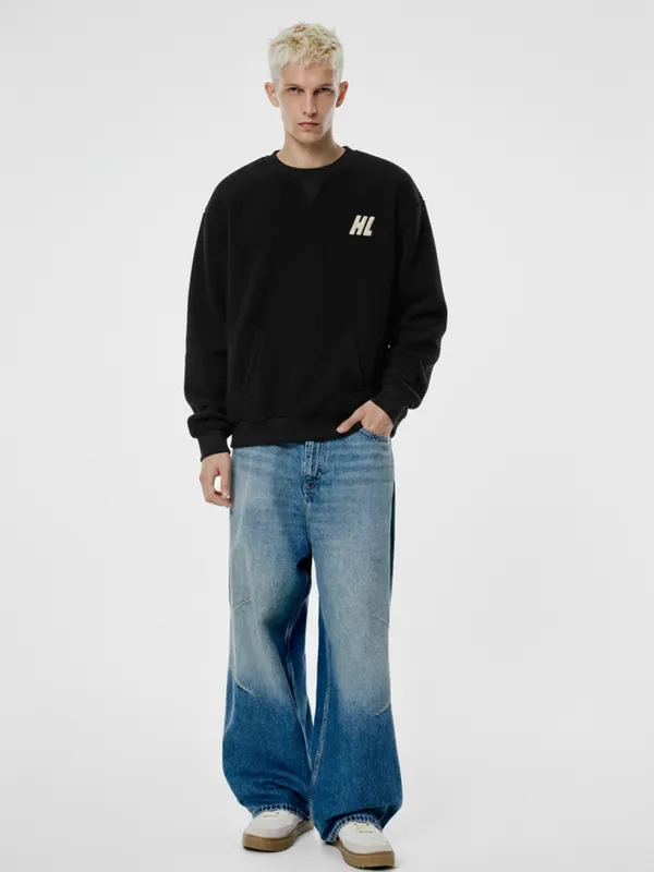 Highlander Men Black Round Neck Pullover Sweatshirt