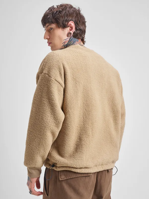 Highlander Men Brown Round Neck Pullover Sweatshirt