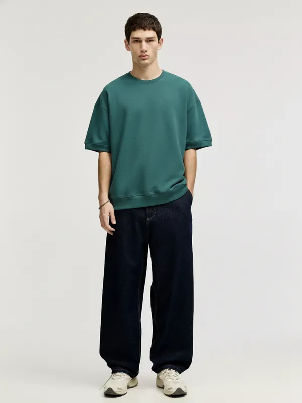 Highlander Men Teal Round Neck Pullover Sweatshirt