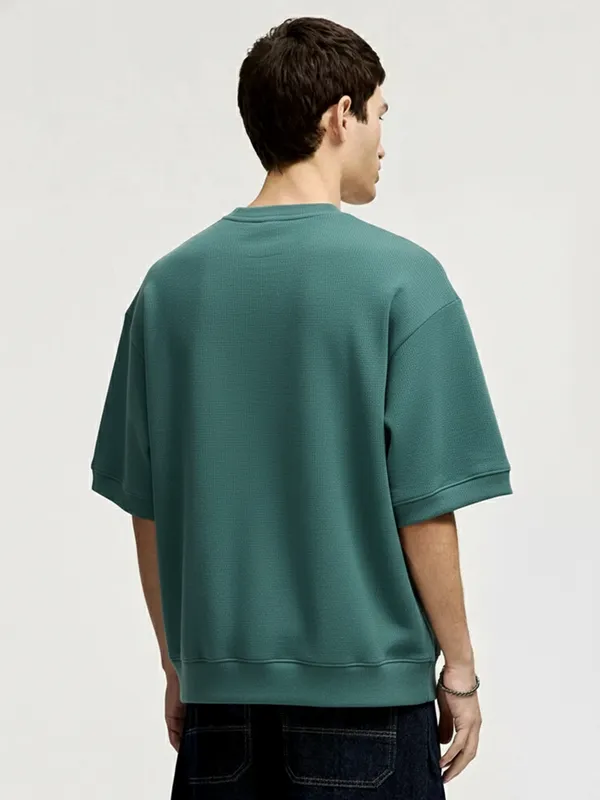 Highlander Men Teal Round Neck Pullover Sweatshirt