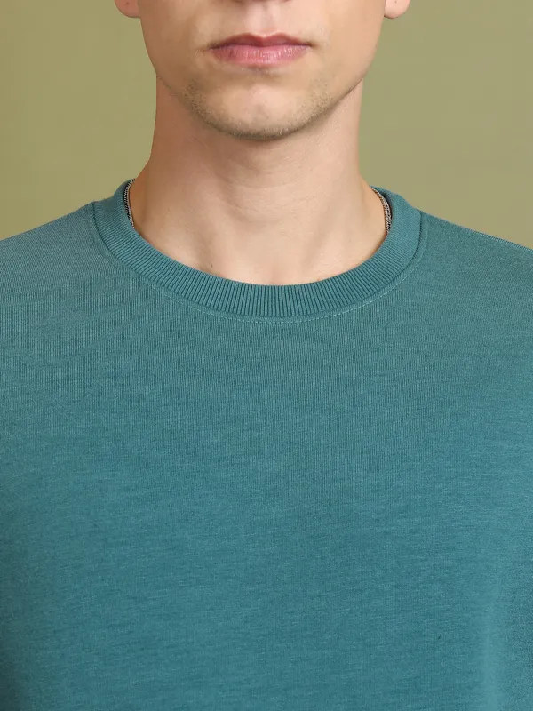 Highlander Men Teal Round Neck Pullover Sweatshirt
