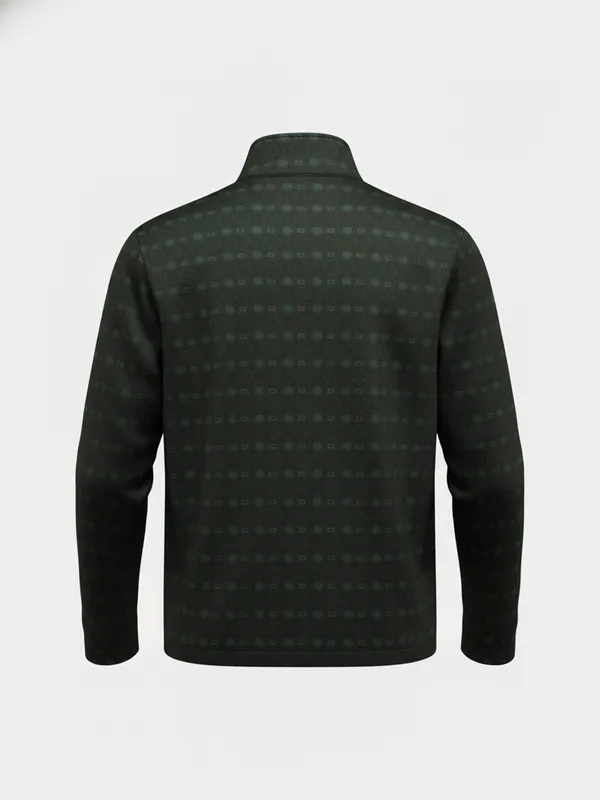 Highlander Men Green Mock Collar Front-Open Sweatshirt