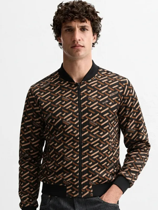 Highlander Men Brown High Neck Pullover Sweatshirt