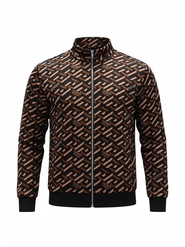 Highlander Men Brown High Neck Pullover Sweatshirt