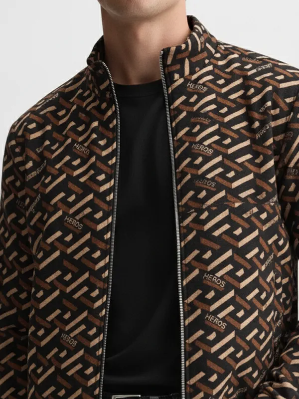 Highlander Men Brown High Neck Pullover Sweatshirt