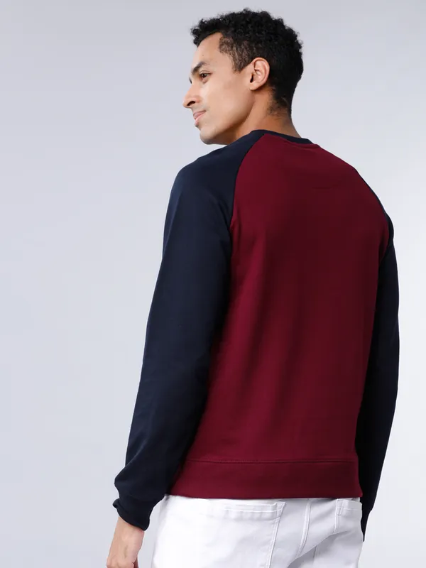 Highlander Men Maroon Round Neck Pullover Sweatshirt