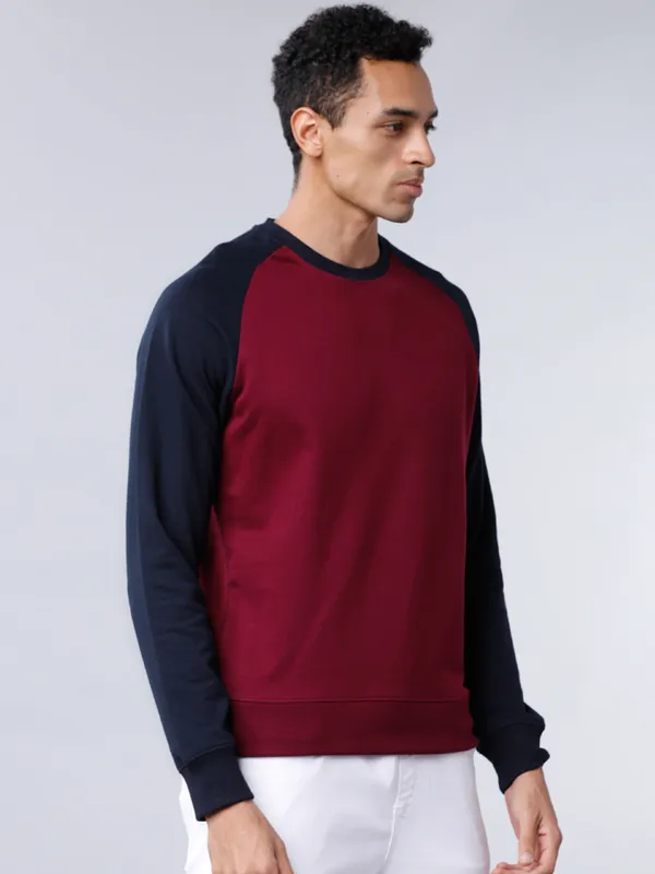 Highlander Men Maroon Round Neck Pullover Sweatshirt