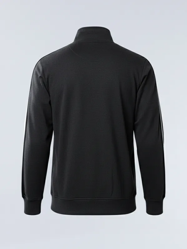 Highlander Men Black High Neck Front-Open Sweatshirt